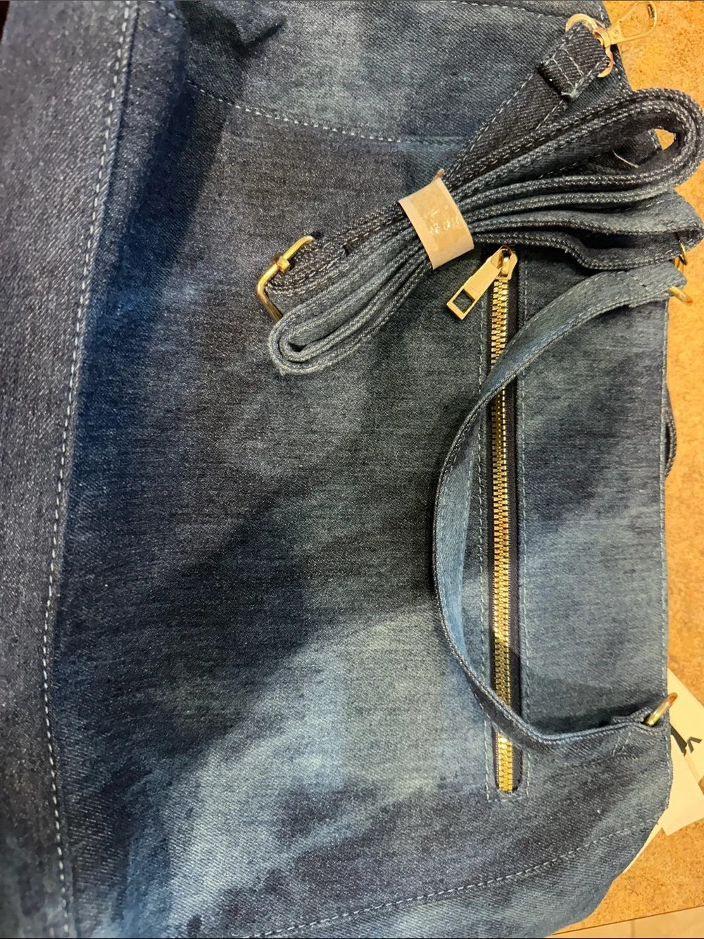 Quilted Denim Tote in Blue